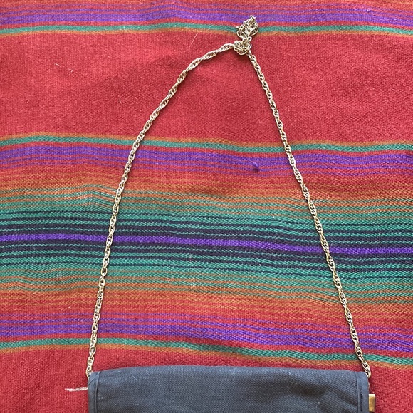 VTG Waldorf Black Fabric Tapestry Shoulder Bag Clutch Purse. Brass Hardware. - Picture 7 of 9